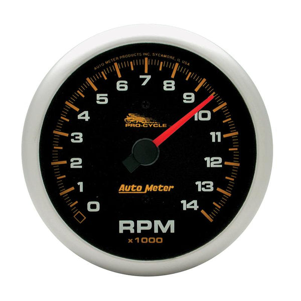 AutoMeter 3-3/4" Tachometer, 0-14,000 RPM, Black, Pro-Cycle