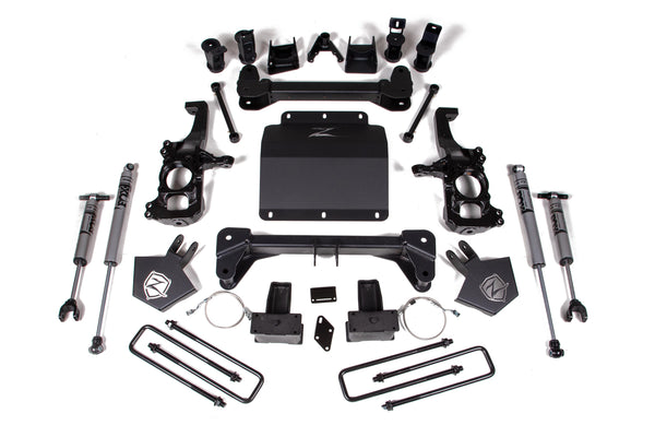 Zone Offroad 5" Lift Kit — With Factory Overload, FOX 2.0 Adventure Series — 2020-2024 Chevy Silverado 2500 HD / Chevy Silverado 3500 HD / GMC Sierra 2500 HD and more, 4WD (ZONC50F)