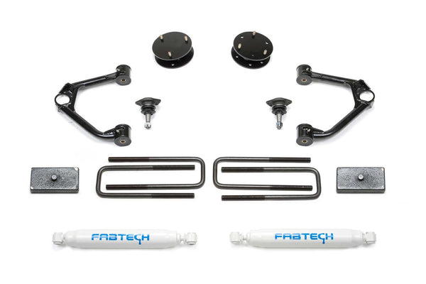 Fabtech Système de rehaussement Budget avec amortisseur — rehaussement de 3" — 2019-2021 Chevy Silverado 1500 / GMC Sierra 1500 et 2022 Chevy Silverado 1500 LTD / GMC Sierra 1500 Limited (K1126)