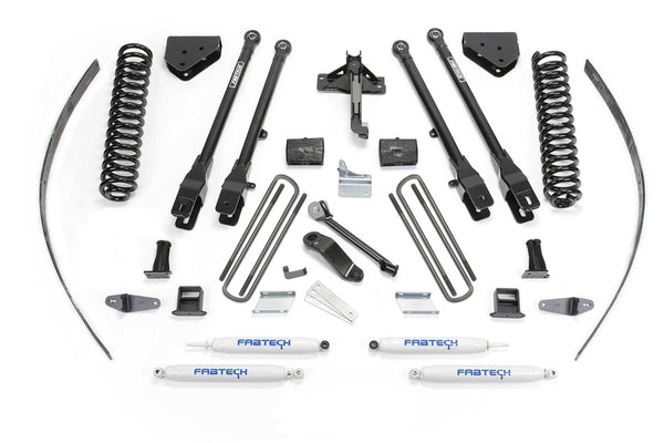 Fabtech Système de rehaussement 4 Link, rehaussement de 8" — sans ressorts de surcharge d'origine, amortisseurs Performance — 2008-2015 Ford F-250 Super Duty et 2014 Ford F-350 Super Duty (K2125)