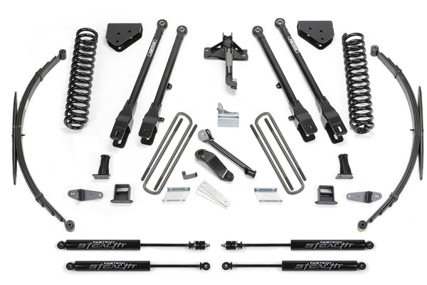 Fabtech 4 Link Lift System, 8" Lift — Rear Leaf Springs, Stealth Monotube Shocks — 2008-2015 Ford F-250 Super Duty / Ford F-350 Super Duty (K2129M)