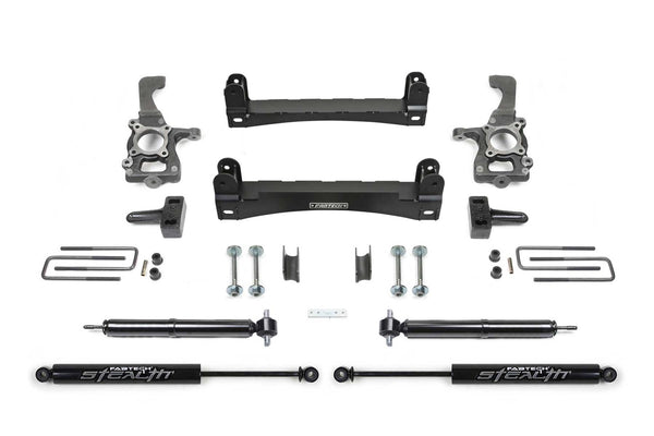 Fabtech Basic Lift System w/Shocks, 4" Lift — 2WD, Rear Stealth Monotube Shocks — 2015-2020 Ford F-150 (K2258M)