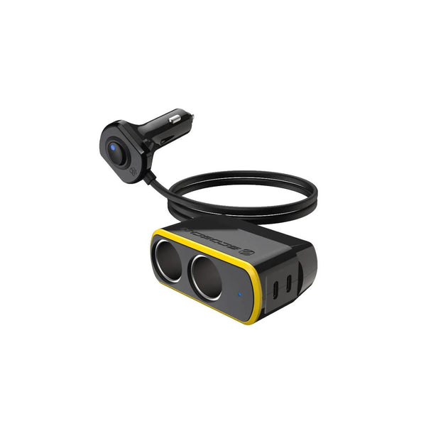 Scosche DoubleUp Dual 12V Adapter with Dual USB-C Power Delivery Ports - Black