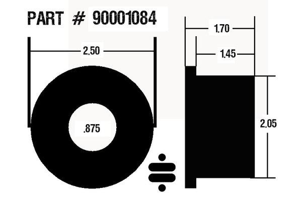 Ridetech Large black polyurethane bushing half - 2" O.D. x 1.7" long.