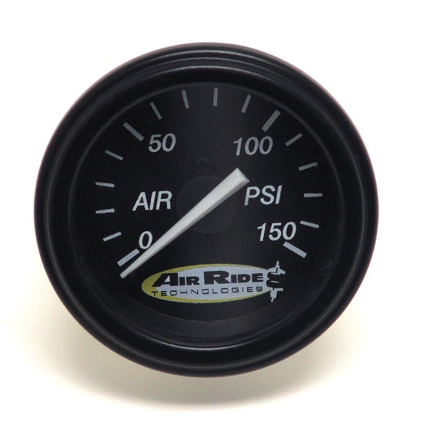 Ridetech Suspension Air Pressure Gauge, Single Needle, Black Face - 150psi. Includes fittings.