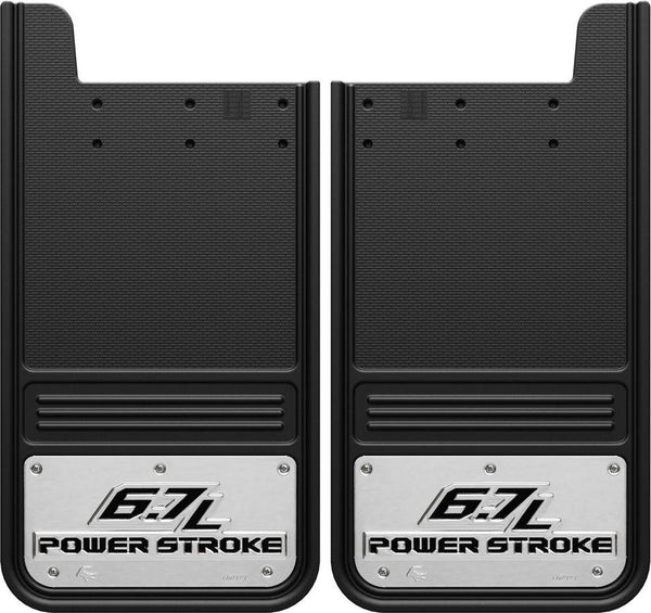 Truck Hardware Garde-boue Gatorback universels rectangulaires 12x23 (paire), logo « 6.7L Power Stroke » - inox (TH-GA1223P-2)