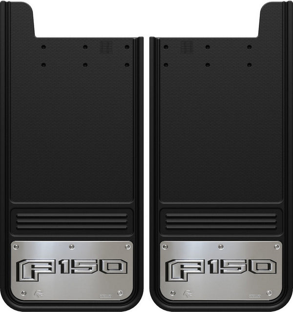 Truck Hardware Mudflap Pair Gatorback Universal 12x26 Rectangular inF150in Logo - Stainless Steell (TH-GA1226F150-2)
