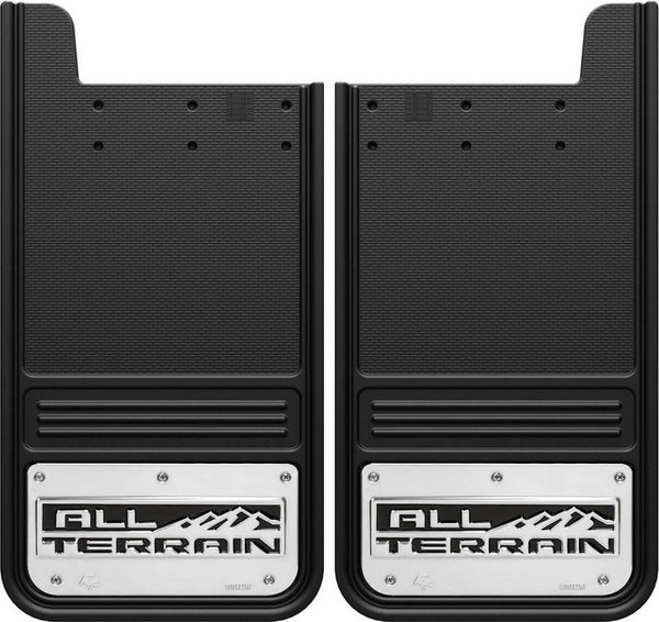Truck Hardware Garde-boue Gatorback universels rectangulaires 12x23 (paire), logo « All Terrain » - inox (TH-GB1223A)
