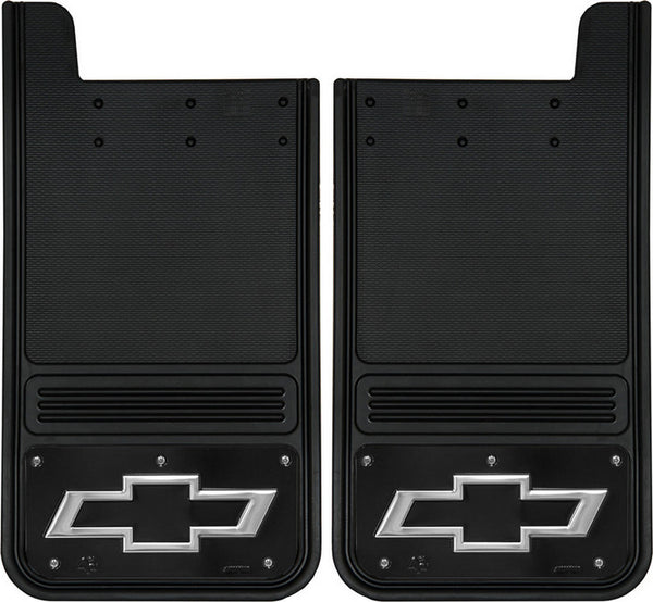 Truck Hardware Mudflap Pair Gatorback Universal 12x23 Black/Wrap Rectangular inBowtiein Black Logo - Stainless Steel (TH-GB1223BT-FULL)
