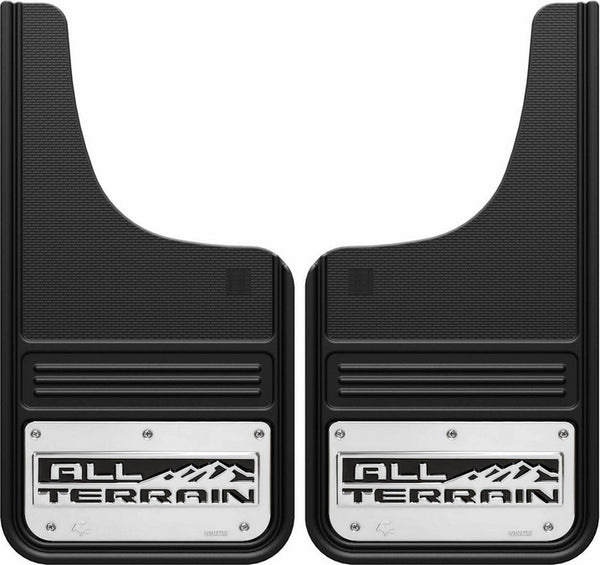 Truck Hardware Garde-boue Gatorback 12x23 (paire) à découpe en croissant, logo « All Terrain » - inox (TH-GB1223CUTA)