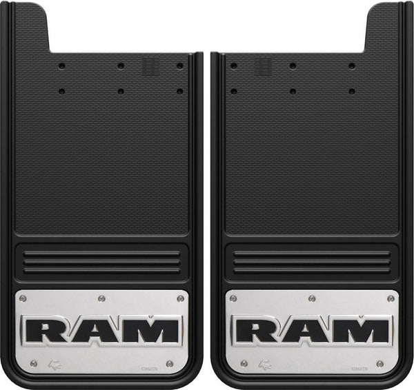 Truck Hardware Mudflap Pair Gatorback 12x23 Rectangular inRam Textin Logo - Stainless Steel (TH-GB1223RT)