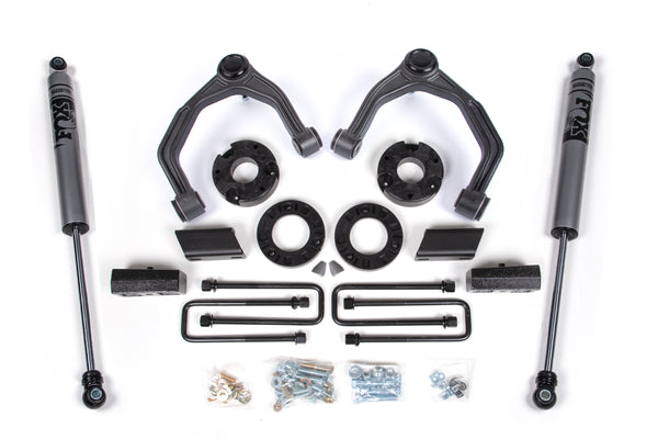 Zone Offroad Ensemble de rehaussement de 3.5 po — entretoise de jambe de force, série FOX Adventure — 2019-2023 Chevy Silverado 1500 / GMC Sierra 1500, 4WD (ZONC47F)