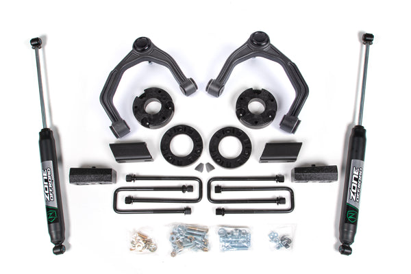 Zone Offroad Ensemble de rehaussement de 3.5 po — entretoise de jambe de force, série Nitro — 2019-2023 Chevy Silverado 1500 / GMC Sierra 1500, 4WD (ZONC47N)