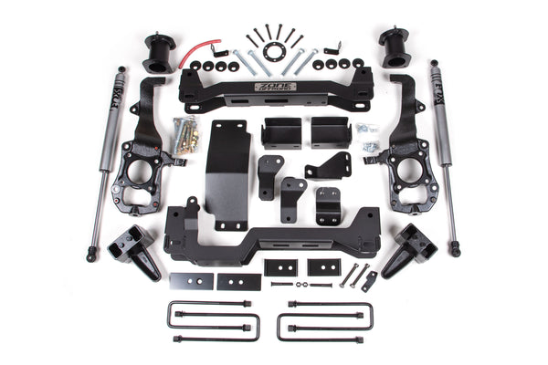 Zone Offroad 4" Lift Kit — Strut Spacer, FOX Adventure Series, 3" Block Kit — 2021-2025 Ford F-150, 4WD (ZONF91F)