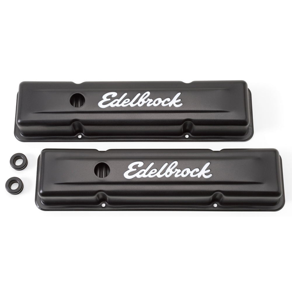 Edelbrock Signature Series Valve Covers, Black, Low Profile, Chevrolet 262-400, '59-'86
