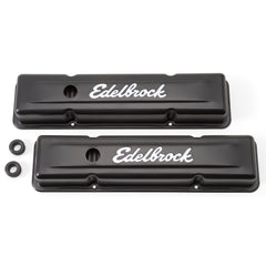 Edelbrock Signature Series Valve Covers, Black, Low Profile, Chevrolet 262-400, '59-'86