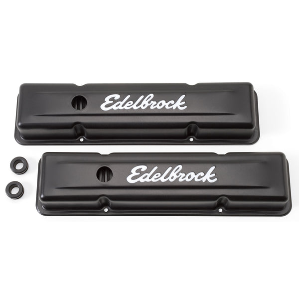 Edelbrock Signature Series Valve Covers, Black, Low Profile, Chevrolet 262-400, '59-'86