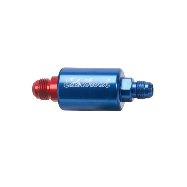 Edelbrock High Flow Billet Aluminum Fuel Filter in Blue Finish