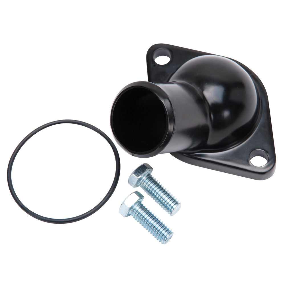 Edelbrock 15 Deg. Aluminum Waterneck for Chevy 4.3L V6 & Chevy V8 Black Finish