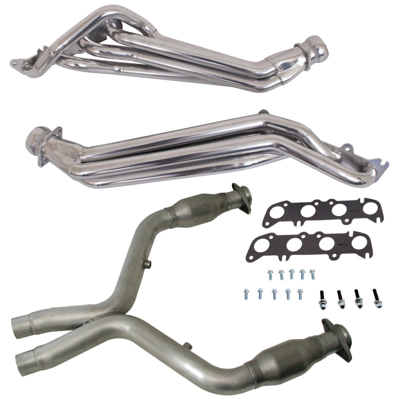 BBK Collecteurs à tubes longs 1-3/4 avec tuyau intermédiaire catalysé à haut débit 11-14 Ford Mustang GT (céramique argent)