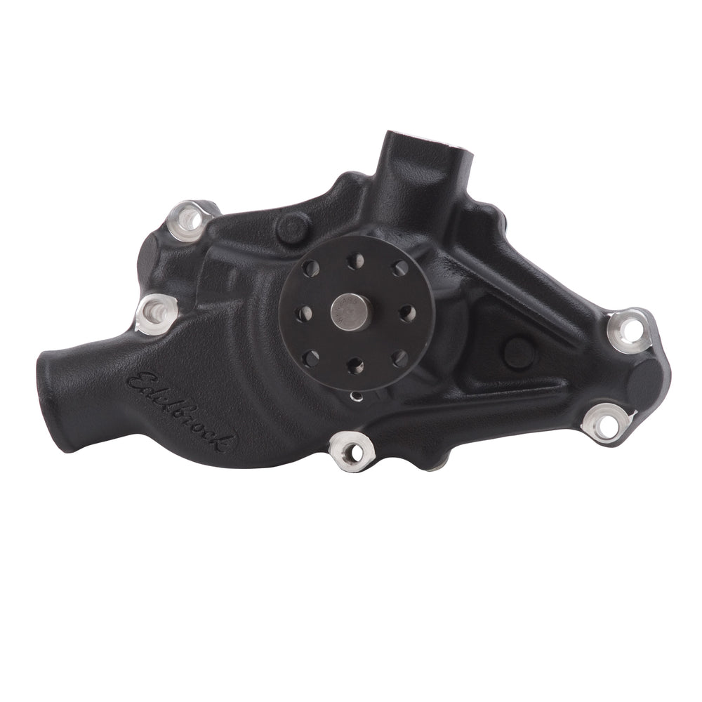 Edelbrock Water Pump for Small-Block Chevy in Black Finish (Short)