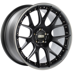 BBS Roue CH-RII 21x10.5 5x120 ET35 à protège-jante en inox - centre noir satiné, rebord platine - PFS/agrafe 82mm requis