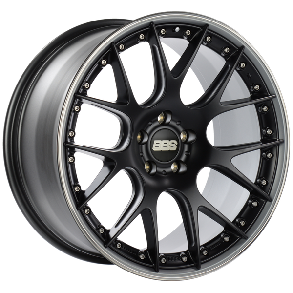 BBS Roue CH-RII 21x10.5 5x120 ET35 à protège-jante en inox - centre noir satiné, rebord platine - PFS/agrafe 82mm requis