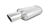 Vibrant Performance Streetpower OVAL Muffler W/ 4IN Round Angle CUT TIP(2.5IN Inlet) (VIB1046)