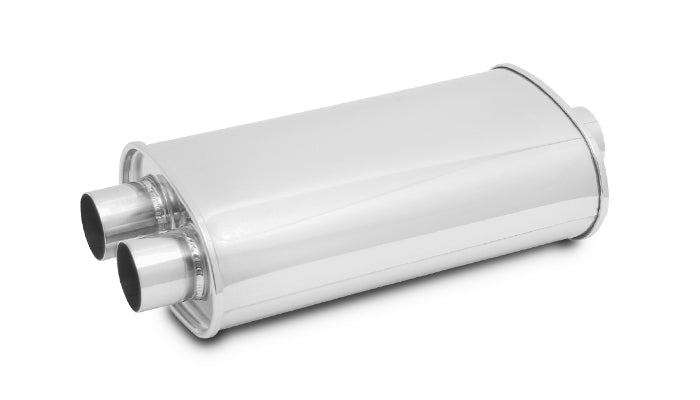 Vibrant Performance - 1110 - STREETPOWER Oval Muffler, 2.5 in. inlet (Center In - Dual Out)