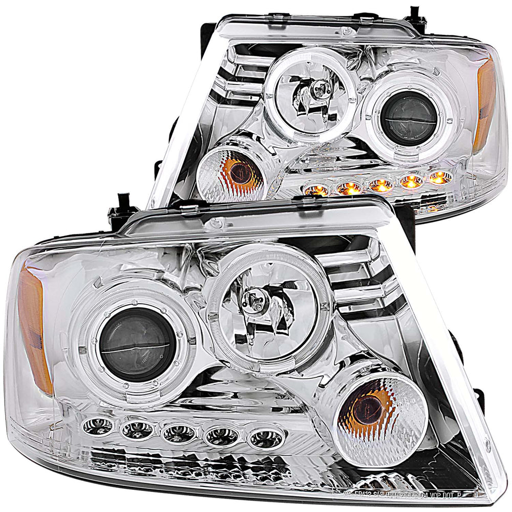 ANZO USA - Projector Headlight Set w/Halo — 2004-2008 Ford F-150; 2006-2008 Lincoln Mark LT - 111203