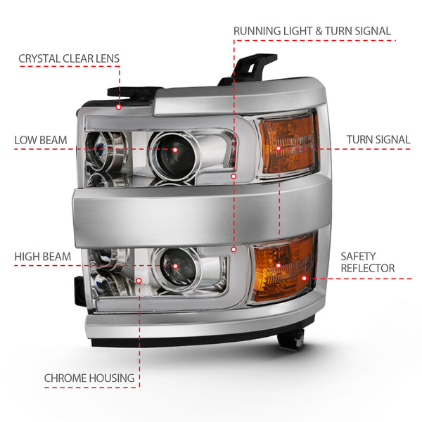 ANZO USA - Projector Headlight Set — 2015-2019 Chevrolet Silverado 2500 HD / Silverado 3500 HD - 111360