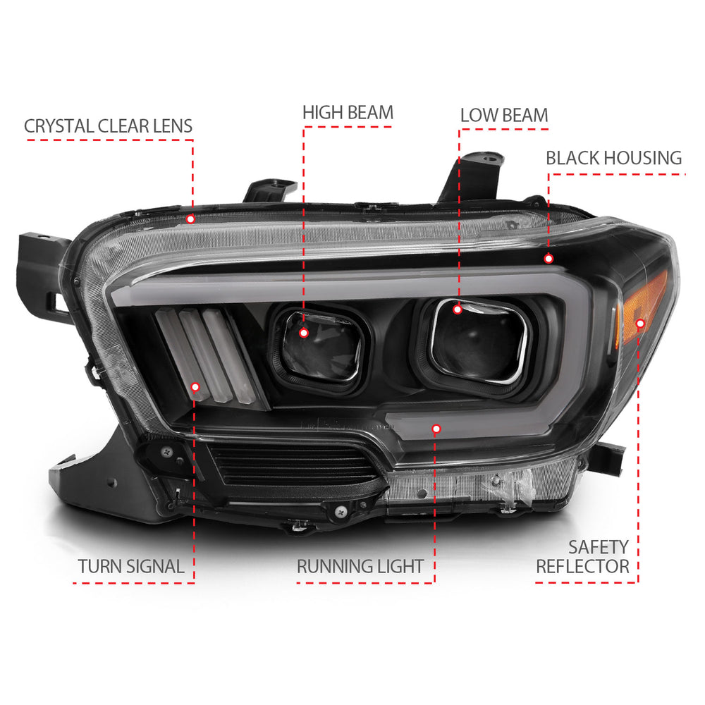 ANZO USA - ANZO USA Projector Headlights — 2016-2020 Toyota Tacoma - 111396