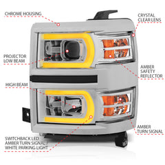 ANZO USA - ANZO USA Projector Headlights — 2014-2015 Chevrolet Silverado 1500 - 111413