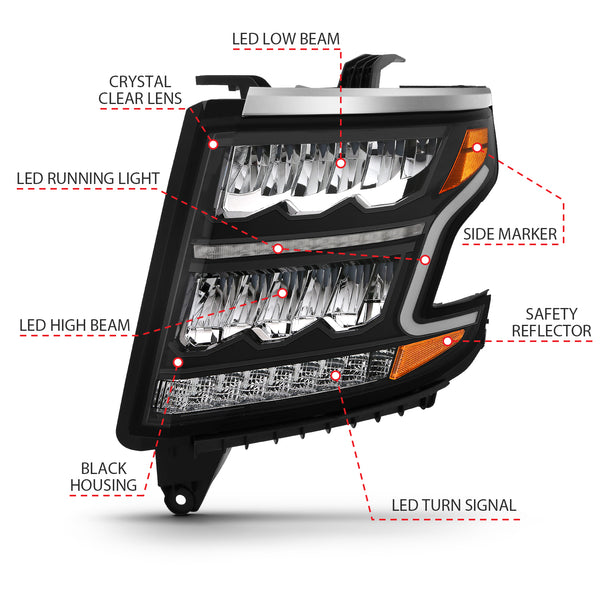 ANZO USA - Phares cristal à DEL — 2015-2020 Chevrolet Suburban / Tahoe - 111478