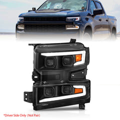 ANZO USA - LED Projector Headlight — 2019-2021 Chevrolet Silverado 1500; 2022 Chevrolet Silverado 1500 LTD - 111566-L