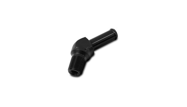 Vibrant Performance - 11220 - Male NPT to Hose Barb Adapter, 45 Degree - NPT Size: 1/8 in. Hose Size: 1/4 in.