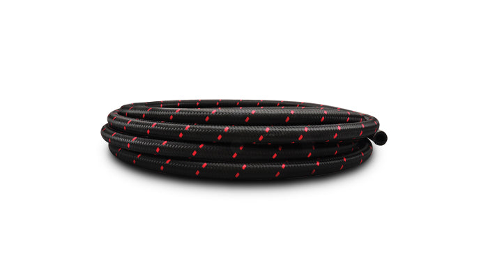 Vibrant Performance - 11972R - 10ft Roll of Black Red Nylon Braid Flex Hose - AN Size: -12 - Hose ID: 0.68 in.