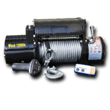 DV8 Offroad 12000 Lb Winch Black with Steel Cable And Wireless Remote