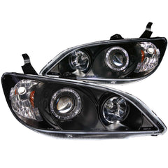ANZO USA - Projector Headlight Set w/Halo — 2004-2005 Honda Civic - 121059