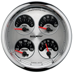 AutoMeter 5" Quad Gauge, 100 PSI/100-250 F/8-18V/240-33 Ohm, American Muscle