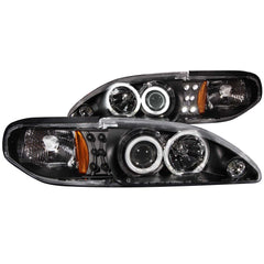ANZO USA - Projector Headlight Set w/Halo — 1994-1998 Ford Mustang - 121204