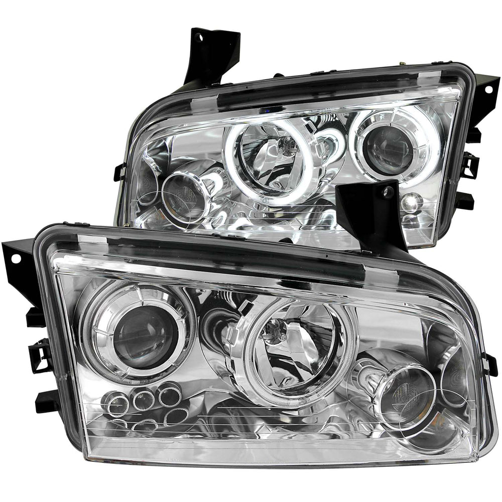 ANZO USA - Projector Headlight Set w/Halo — 2006-2010 Dodge Charger - 121217