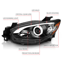 ANZO USA - Projector Headlight Set w/Halo - 121520