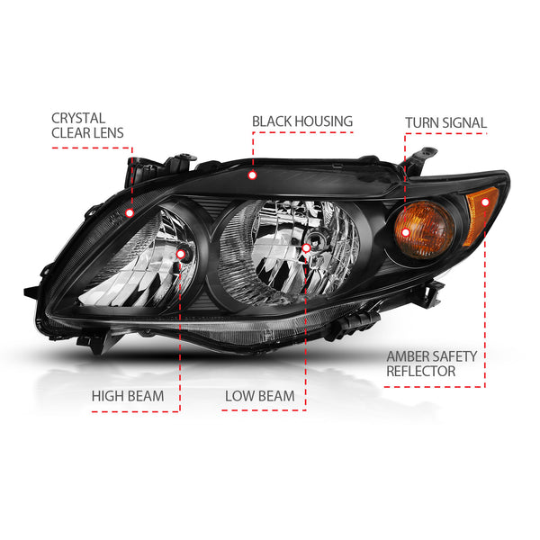 ANZO USA - Crystal Headlights - 121541 — 2009-2010 Toyota Corolla