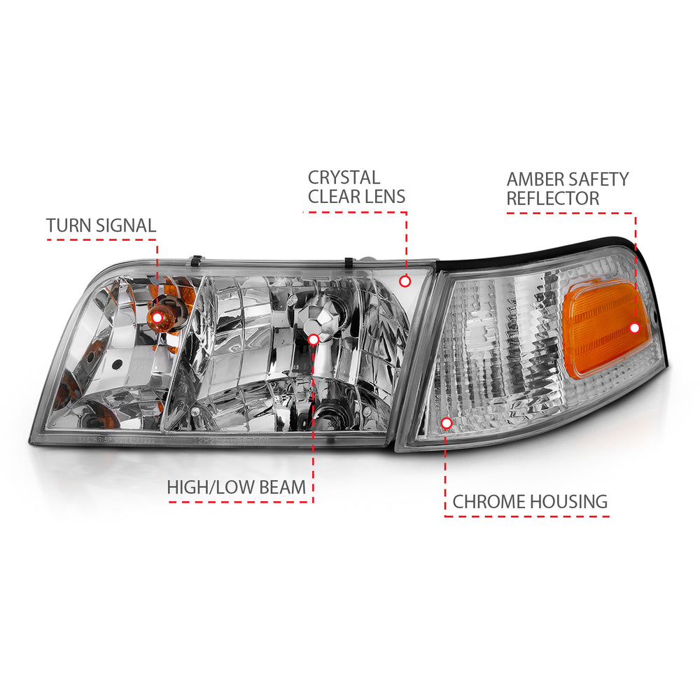 ANZO USA - Crystal Headlights - 121556 — 1998-2011 Ford Crown Victoria