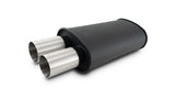 Vibrant - 12321- STREETPOWER FLAT BLACK Oval Muffler with Dual 304SS Brushed Tips; Inlet ID: 3.00 in. Tip OD: 3.00 in.; 