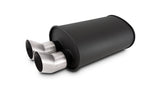 Vibrant - 12335- STREETPOWER FLAT BLACK Oval Muffler with Dual 304SS Brushed Tips; Inlet ID: 2.50 in.Tip OD: 3.00 in.; M