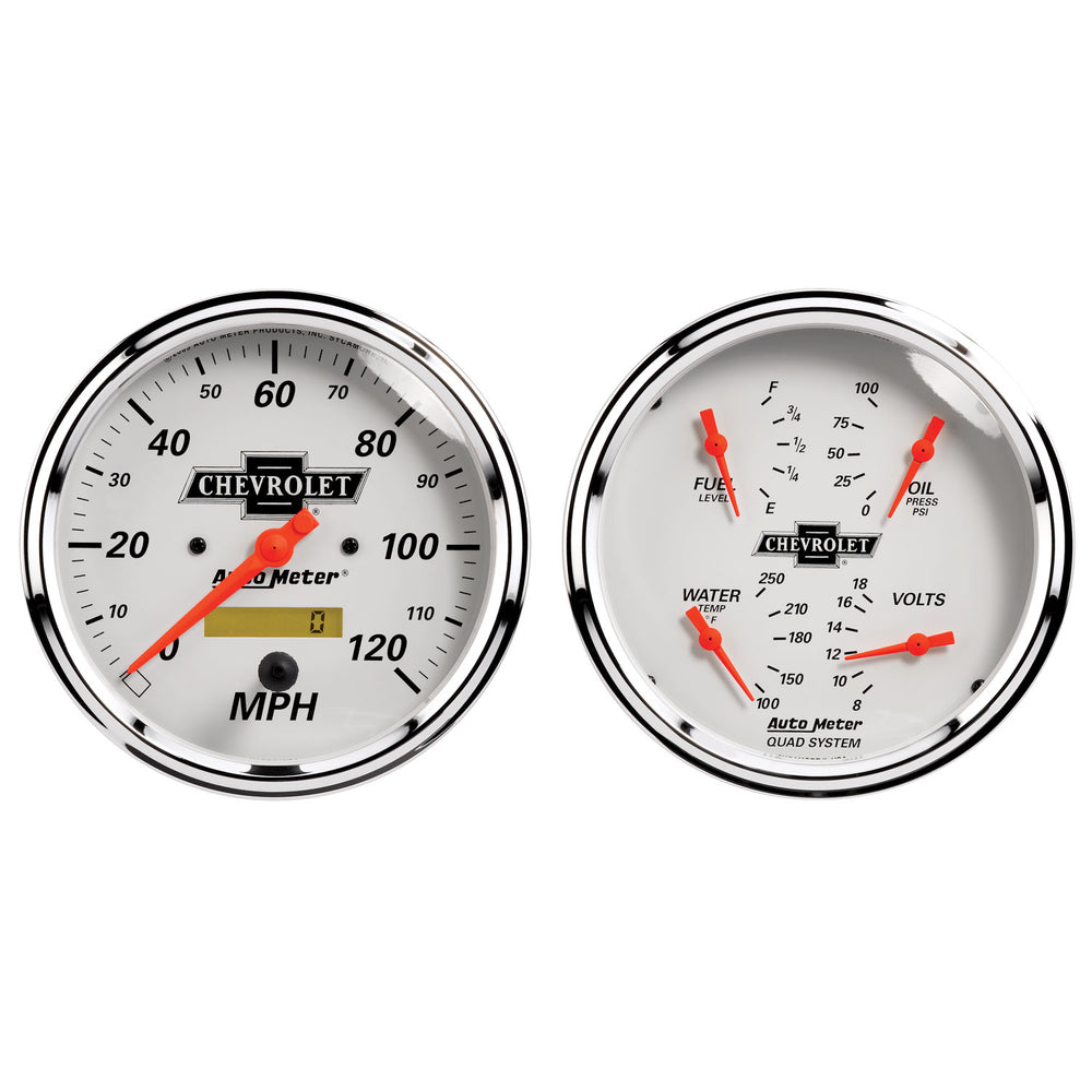AutoMeter Gauge Kit, 2 PC., Quad & Speedometer, 5", Chevrolet Heritage Bowtie