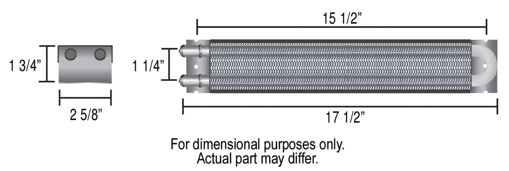 Derale 2 Pass 17" Series 7000 Copper/Aluminum Frame Rail Cooler, -6AN