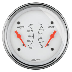 AutoMeter 3-3/8" Dual Gauge, 100-250 F/8-18V, Arctic White